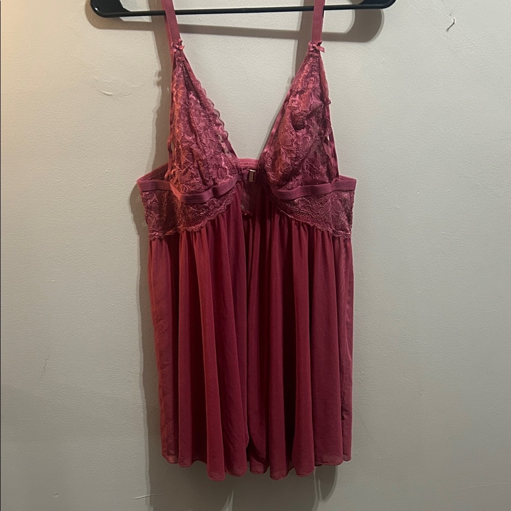 Elegant Lace Chemise in Rich Pink